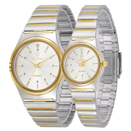 Classy Silver Toned Couple Wristwatch