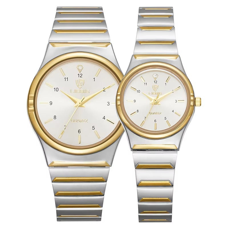Classy Silver Toned Couple Wristwatch