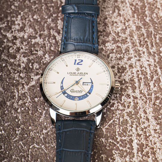 Elegant Moonphase Watch with Luminous Calendar Week