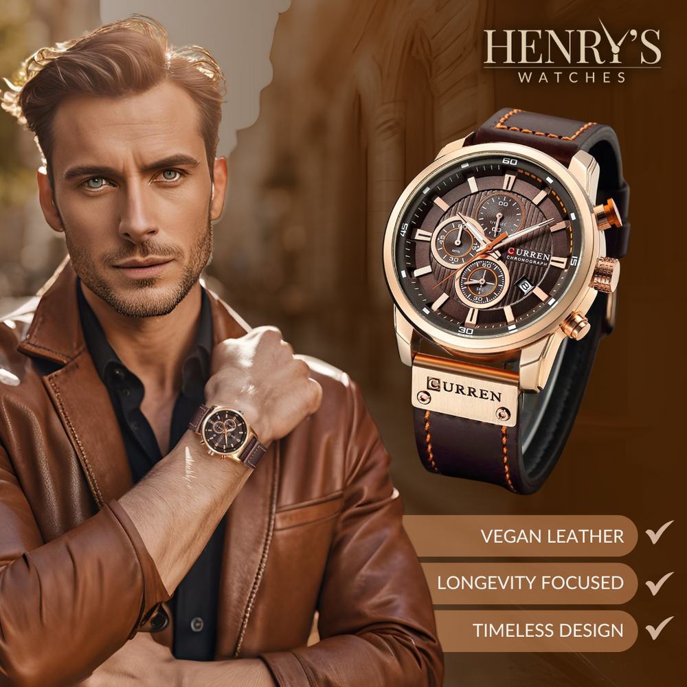 Elegant Quartz Watch with Leather Band