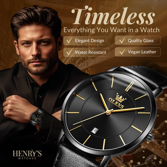 Leather Band Car Date Watch