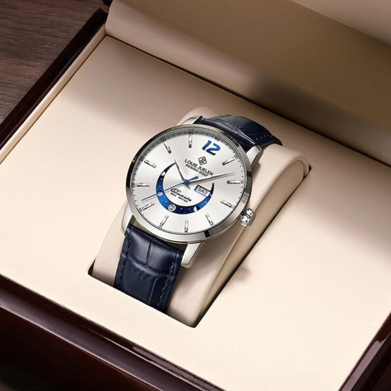 Elegant Moonphase Watch with Luminous Calendar Week