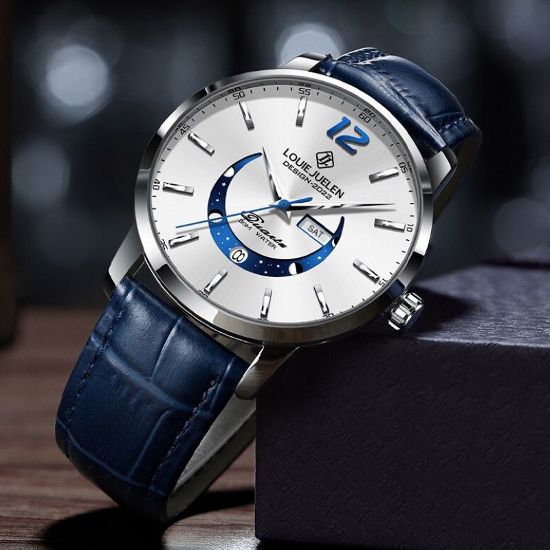 Elegant Moonphase Watch with Luminous Calendar Week