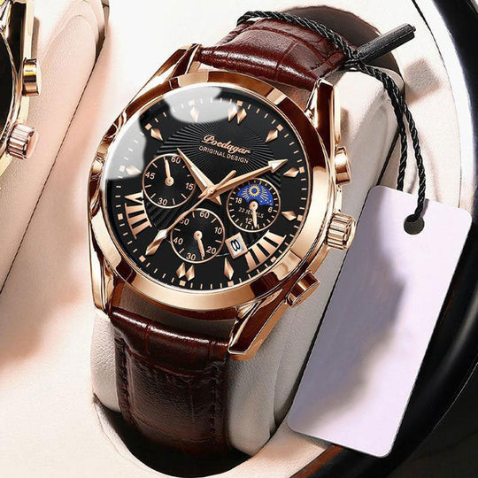 Sleek Leather Band Luxury Watch