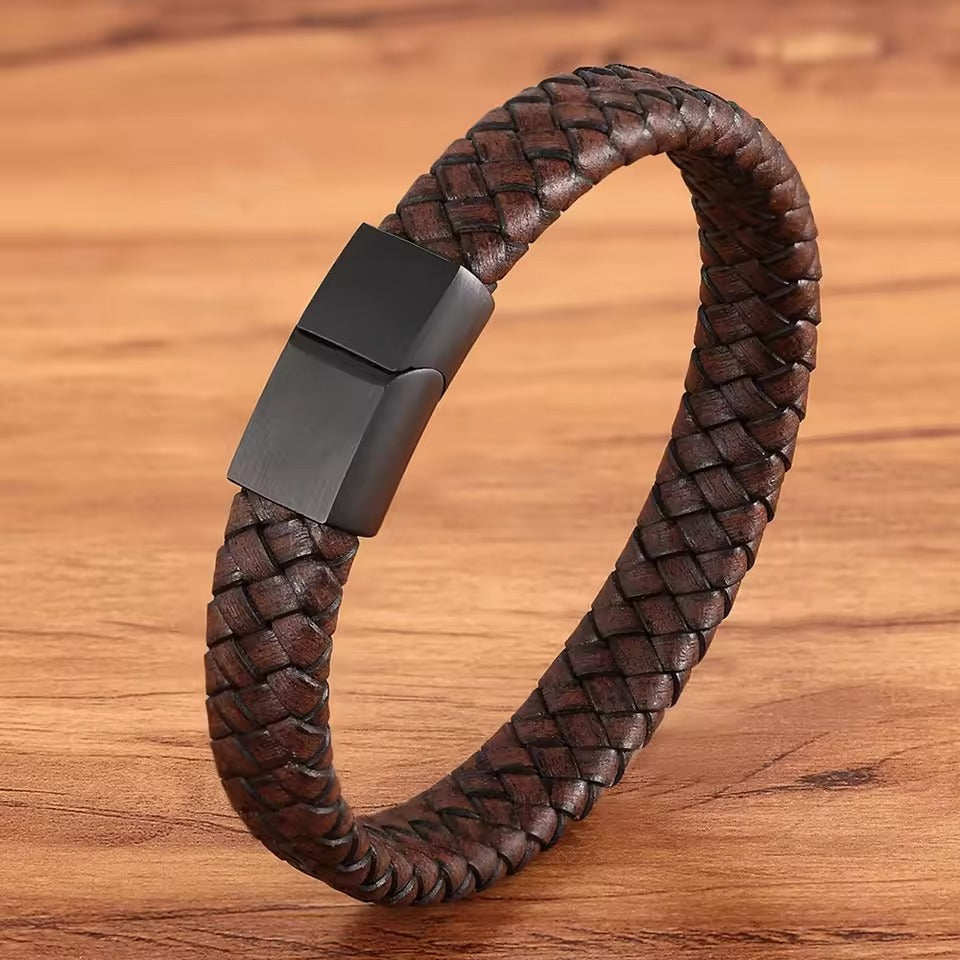 Leather Stainless Clasp Classic Bracelet