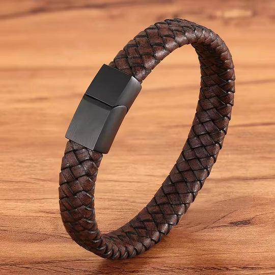 Leather Stainless Clasp Classic Bracelet