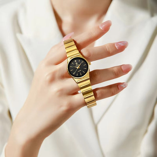 Classy Silver Toned Couple Wristwatch