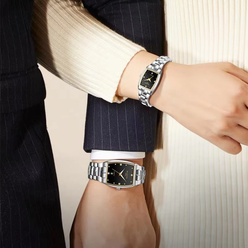 Square Style Quartz Couple Watch
