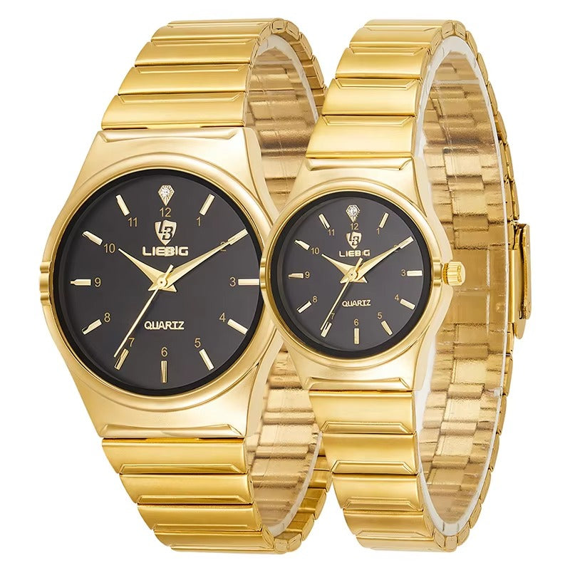 Classy Silver Toned Couple Wristwatch